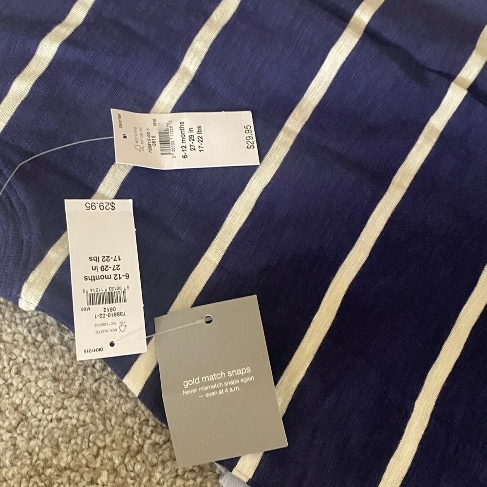 NWT Bundle of GAP Baby Rompers in Light Blue and Navy Stripes